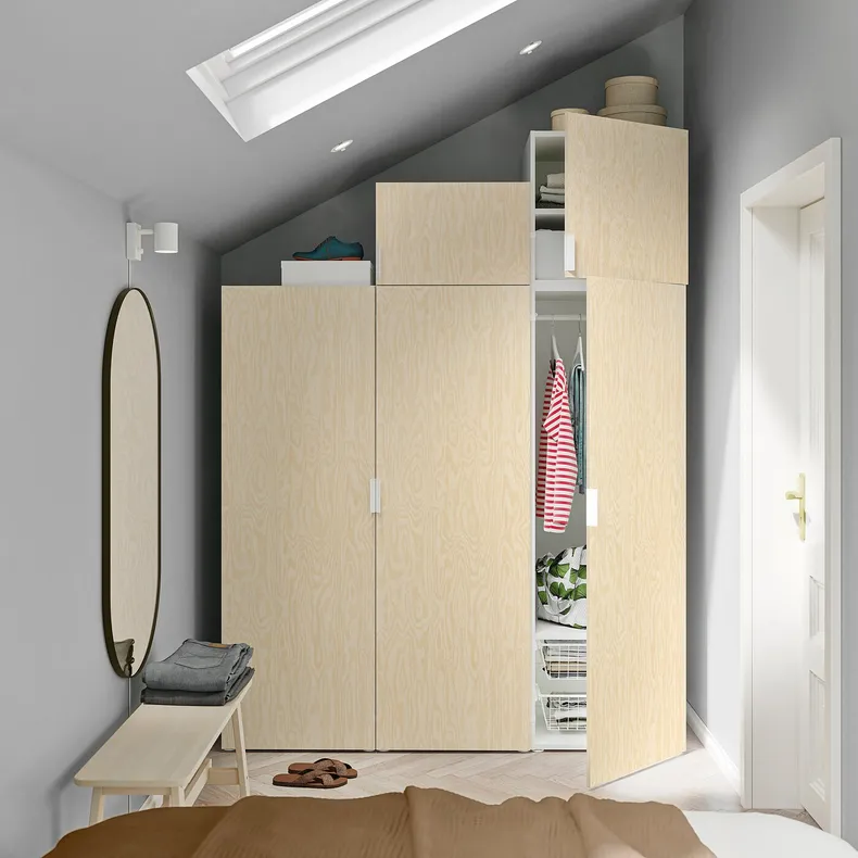 IKEA PLATSA ПЛАТСА, гардероб / 5 дверей, белый / кальбоденский эффект яркой сосны, 180x57x241 см 495.009.92 фото №2