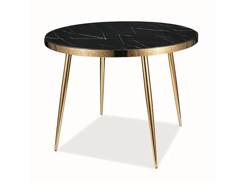 Стол кухонный SIGNAL CALVIN, чёрный / золотой, 100x100 фото №1