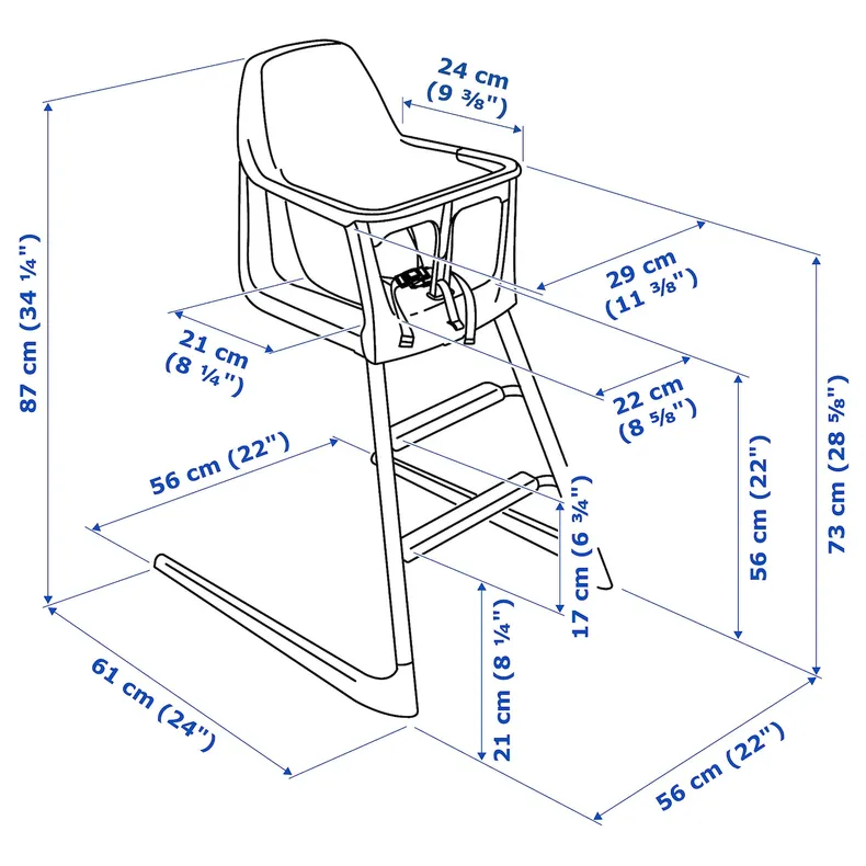 IKEA LANGUR ЛАНГУР, дитячий стілець/стільчик д/годуван, білий 092.525.93 фото №8