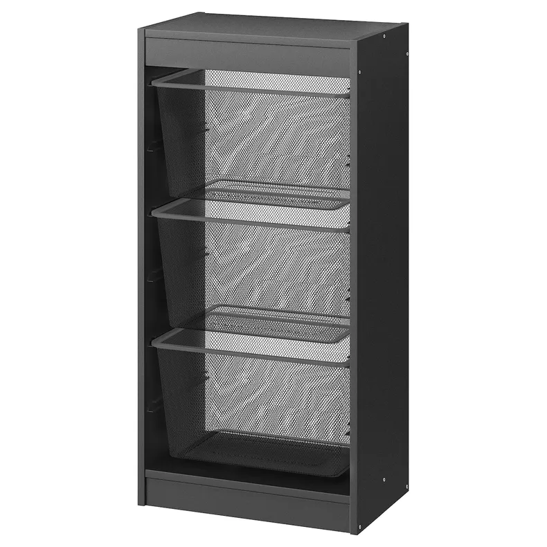 IKEA TROFAST ТРУФАСТ, комбінація для зберіган +контейнери, сірий/темно-сірий, 46x30x94 см 495.150.93 фото №1