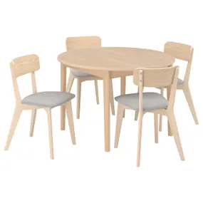 IKEA SKANSNÄS СКАНСНЕС / LISABO ЛІСАБО, стіл+4 стільці, світлий буковий попіл / Талміра білий / чорний, 115 / 170 см 795.615.16 фото