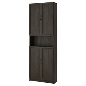 IKEA BILLY БІЛЛІ / OXBERG ОКСБЕРГ, книжкова шафа з дверц / дод модул, темно-коричневий під дуб, 80x30x237 см 094.833.72 фото