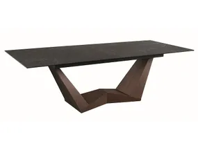 Стол обеденный раскладной SIGNAL Bonucci Ceramic Statuario Venato, 200(250)х98 см, черный / орех фото