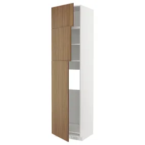 IKEA METOD МЕТОД, висока шафа для холодиль, 3 дверцят, білий / Tistorp імітація коричневого горіха, 60x60x240 см 695.197.83 фото
