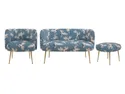 BRW Комплект для гостиной Cloe диван-кресло пуф гламур синий, Печать Краны 0260-007-80/P2 белый синий ZE-CLOE-2S+ES+H-G3-PR_ZURAWIE_0260-007-80/P2 фото thumb №1
