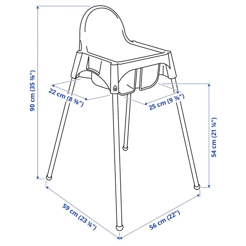 IKEA ANTILOP АНТИЛОП, высок стульчик с ремн безопасн, белый/серебристый 890.417.09 фото №4