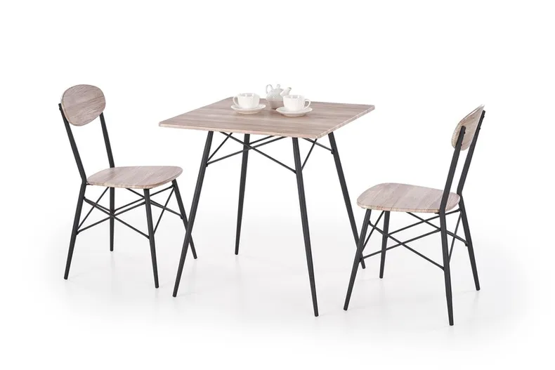 Столовий комплект HALMAR KABIR стіл + 2 стільці 70x70 см, дуб сан ремо/чорний фото №1
