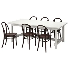 IKEA NORDVIKEN НОРДВИКЕН / SKOGSBO СКОГСБУ, стол и 6 стульев, белый / темно-коричневый, 210 / 289 см 295.151.07 фото