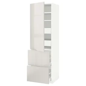IKEA METOD МЕТОД / MAXIMERA МАКСІМЕРА, вис шафа / полиці / 4 шух / двер / 2 фр пан, білий / Ringhult світло-сірий, 60x60x200 см 193.775.35 фото