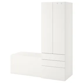 IKEA SMÅSTAD СМОСТАД / PLATSA ПЛАТСА, комбинация д / хранения, белый со скамейкой, 150x57x181 см 194.287.52 фото