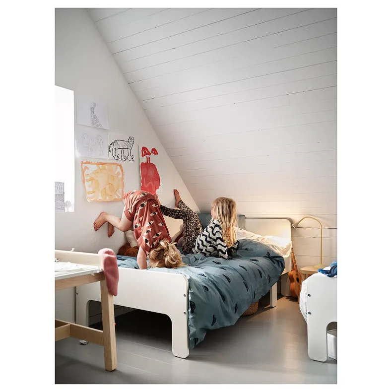 IKEA SLÄKT СЛЭКТ, раздвижная кровать с реечным дном, белый, 80x200 см 193.264.28 фото №7