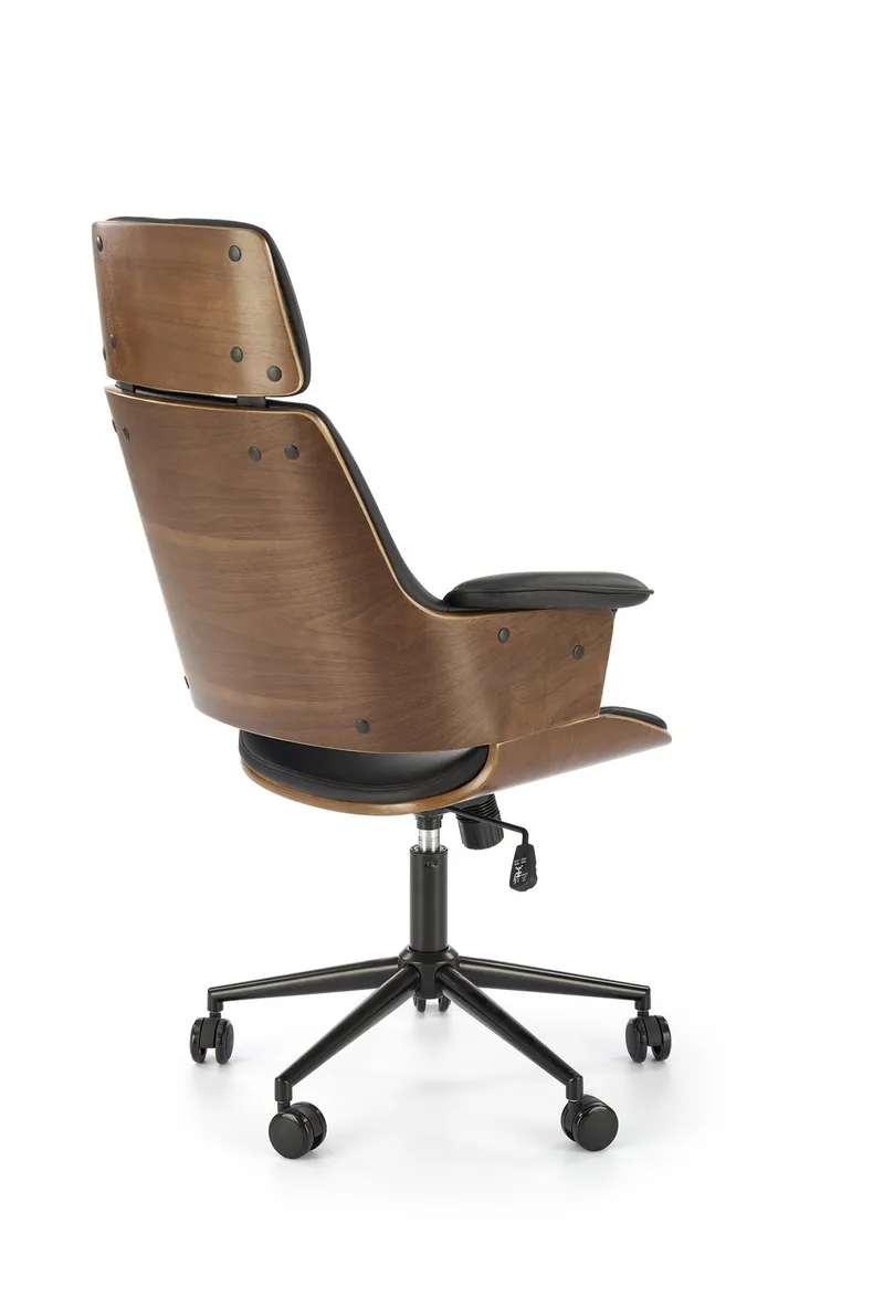 Крісло комп'ютерне офісне обертове HALMAR WEBER горіх / чорний, екошкіра фото №3