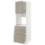 IKEA METOD МЕТОД / MAXIMERA МАКСИМЕРА, высокий шкаф д / духовки / дверь / 3ящика, белый / матовый темно-бежевый, 60x60x200 см 294.925.73 фото