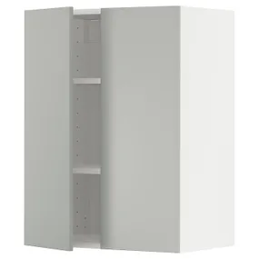 IKEA METOD МЕТОД, навісна шафа з полицями / 2 дверцят, білий / Хавсторп світло-сірий, 60x80 см 395.380.52 фото