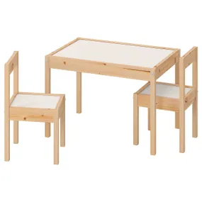 IKEA LÄTT ЛЭТТ, стол детский с 2 стульями, белый / сосна 501.784.11 фото