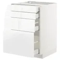 IKEA METOD МЕТОД / MAXIMERA МАКСИМЕРА, напольн шкаф 4 фронт панели / 4 ящика, белый / Воксторп глянцевый / белый, 60x60 см 492.539.15 фото thumb №1