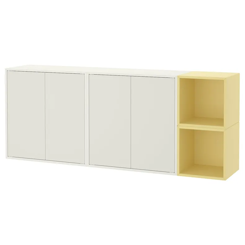 IKEA EKET ЕКЕТ, настінна комбінація шаф, білий / блідо-жовтий, 175x35x70 см 995.216.66 фото №1