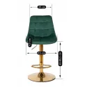 Барний стілець оксамитовий MEBEL ELITE ARCOS Velvet, зелений / золотий фото thumb №11