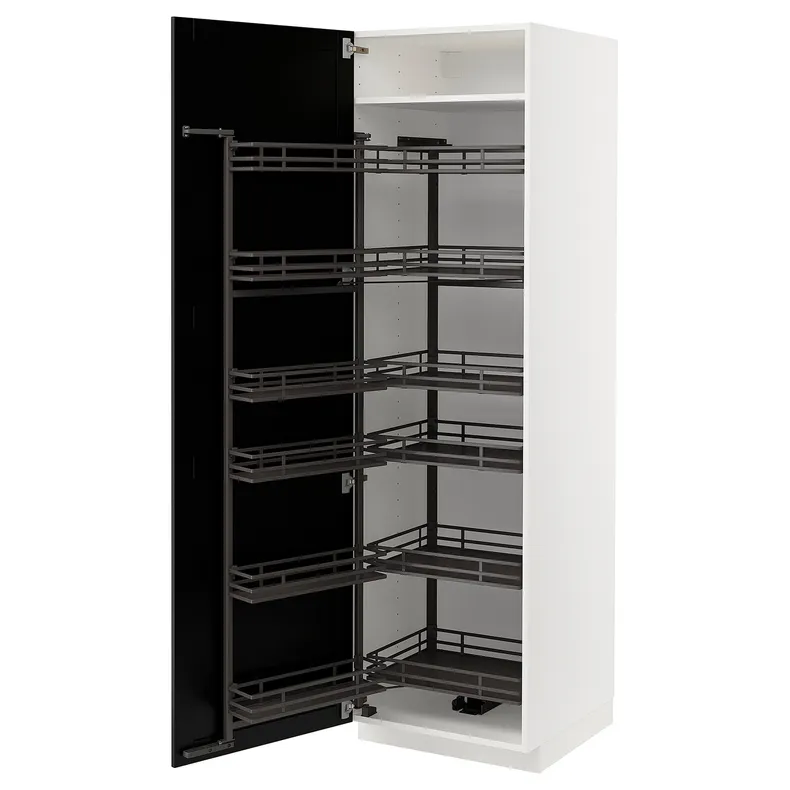 IKEA METOD МЕТОД, высокий шкаф с выдвижным модулем, белый / Лерхиттан с черными пятнами, 60x60x200 см 994.720.05 фото №2