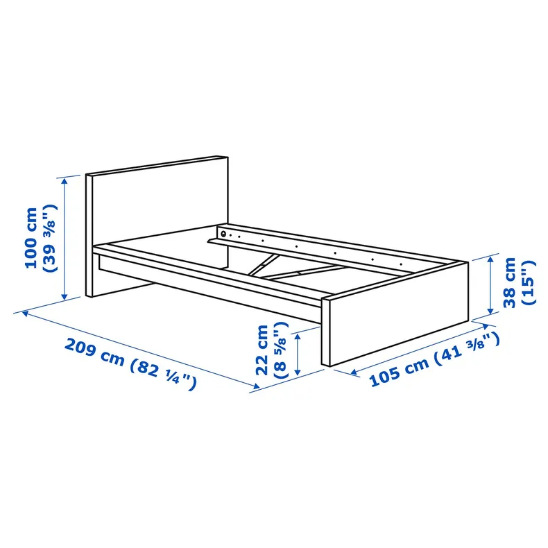 IKEA MALM МАЛЬМ, каркас ліжка, високий, чорно-коричневий, 90x200 см фото №6