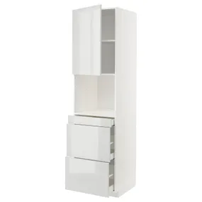 IKEA METOD МЕТОД / MAXIMERA МАКСИМЕРА, высокий шкаф д / СВЧ / дверца / 3ящика, белый / светло-серый, 60x60x220 см 194.549.96 фото