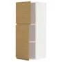 IKEA METOD МЕТОД, навесной шкаф с полками / 2дверцы, белый / Воксторп имит. дуб, 40x100 см 495.380.61 фото