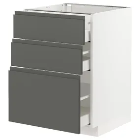 IKEA METOD МЕТОД / MAXIMERA МАКСИМЕРА, напольный шкаф с 3 ящиками, белый / Воксторп темно-серый, 60x60 см 893.102.83 фото