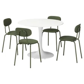 IKEA DOCKSTA ДОКСТА / ÖSTANÖ ЭСТАНЁ, стол и 4 стула, белый белый / Реммарн темно-зеленый, 103 см 795.681.17 фото