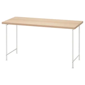 IKEA LAGKAPTEN ЛАГКАПТЕН / SPÄND СПЭНД, письменный стол, Дуб, окрашенный в белый/белый цвет, 140x60 см 695.636.91 фото