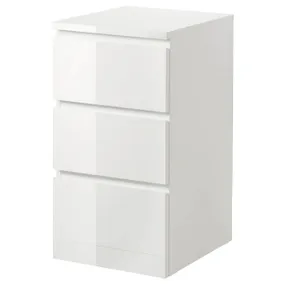 IKEA MALM МАЛЬМ, комод із 3 шухлядами, білий глянець, 40x78 см 904.240.52 фото