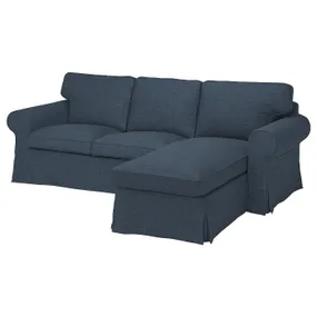 IKEA EKTORP ЭКТОРП, 3-местный диван с козеткой, Киланда темно-синего цвета 995.090.37 фото