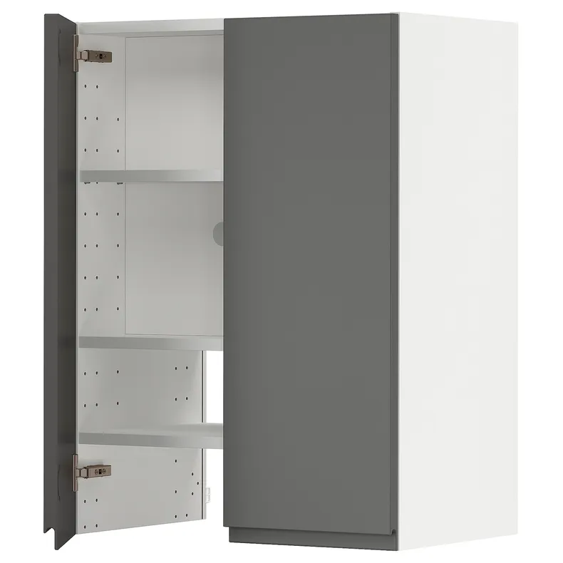 IKEA METOD МЕТОД, навесной шкаф д / вытяжки / полка / дверь, белый / Воксторп темно-серый, 60x80 см 495.045.46 фото №1