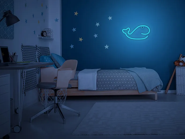 BRW Дитячий неоновий настінний світильник Whale LED синій 093781 фото №2
