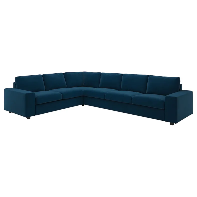 IKEA VIMLE ВІМЛЕ, чохол для кутового дивана, 5-місний, з широкими підлокітниками/Djuparp темно-зелено-синій 594.367.93 фото №2