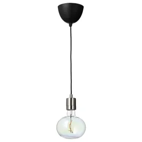 IKEA SKAFTET СКАФТЕТ / MOLNART МОЛНАРТ, подвесной светильник с лампочкой, никелированные / эллипсовидные разноцветные 094.945.30 фото