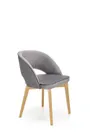 Кухонный стул бархатный HALMAR MARINO Velvet, серый MONOLITH 85 / дуб медовый фото