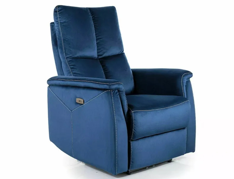 Крісло розкладне реклайнер SIGNAL Neptun Velvet, темно-синій фото №1