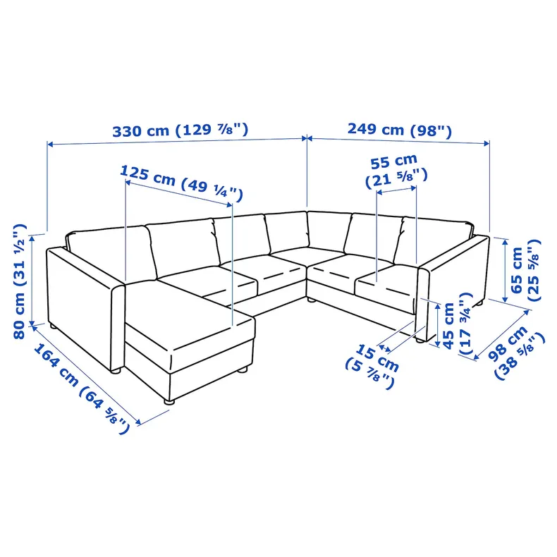 IKEA VIMLE ВІМЛЕ, кутовий диван, 5-місний, з шезлонгом/Гранн/Бомстад чорний 393.067.64 фото №8