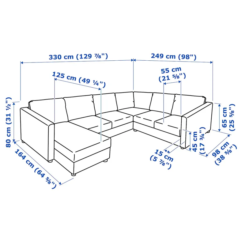 IKEA VIMLE ВІМЛЕ, кутовий диван, 5-місний, з шезлонгом, Гранн, Бомстад чорний фото №8