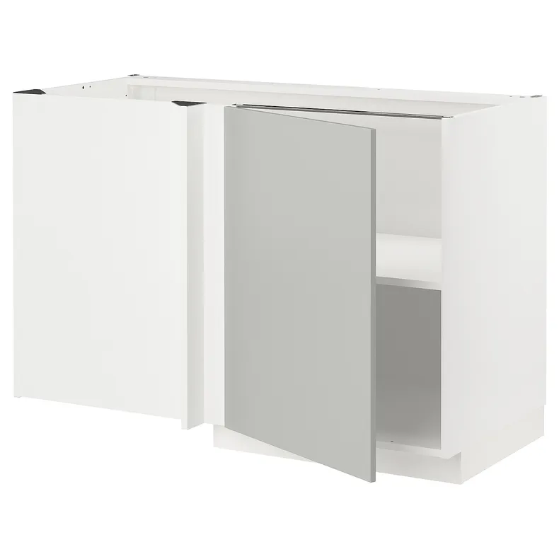IKEA METOD МЕТОД, угловой напольный шкаф с полкой, белый / светло-серый, 128x68 см 195.380.05 фото №1
