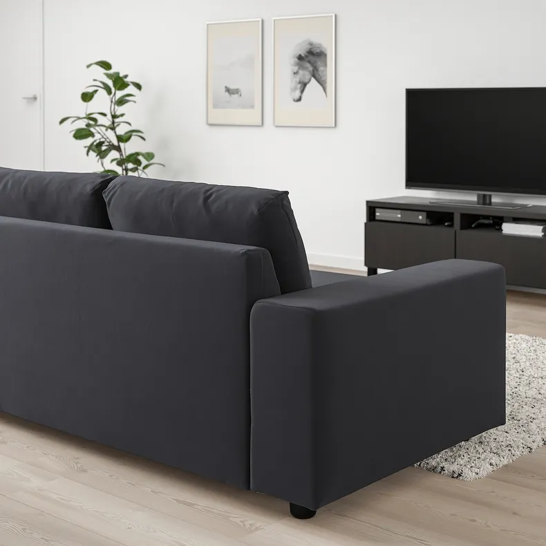 IKEA VIMLE ВИМЛЕ, 4-местный диван с козеткой, с широкими подлокотниками/Djuparp темно-серый 794.326.90 фото №3