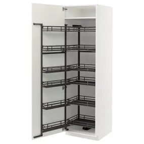 IKEA METOD МЕТОД, высокий шкаф с выдвижным модулем, белый / гавсторпский бежевый, 60x60x200 см 594.719.65 фото