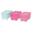 IKEA GLIS ГЛІС, коробка з кришкою, рожевий / бірюзовий, 17x10 см 204.661.49 фото thumb №1