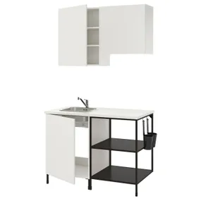 IKEA ENHET ЕНХЕТ, кухня, антрацит/білий, 123x63.5x222 см 993.371.16 фото