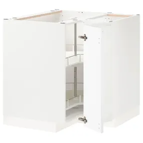 IKEA METOD МЕТОД, угловой напольн шкаф с вращающ секц, белый / Воксторп глянцевый / белый, 88x88 см 394.113.93 фото