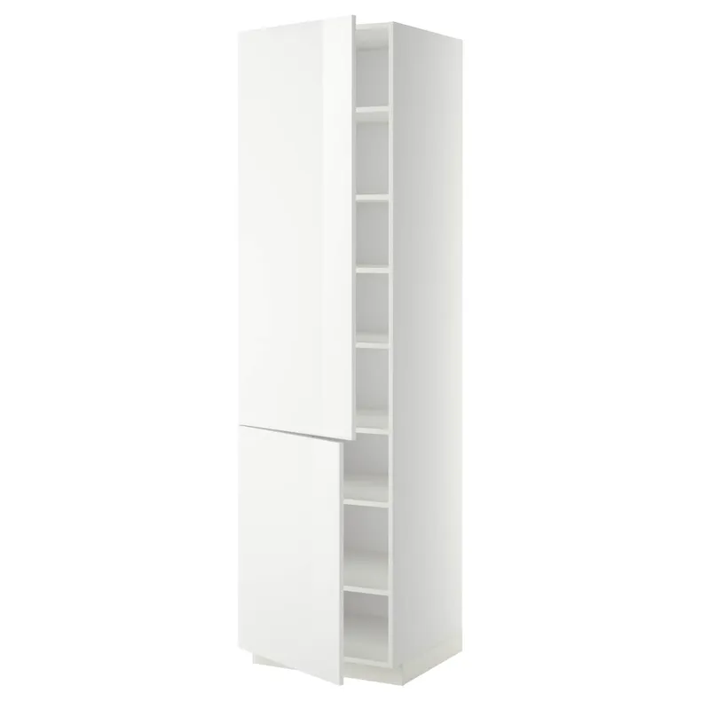 IKEA METOD МЕТОД, высокий шкаф с полками / 2 дверцы, белый / Рингхульт белый, 60x60x220 см 494.575.97 фото №1