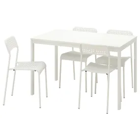 IKEA VANGSTA ВАНГСТА / ADDE АДДЕ, стіл+4 стільці, білий / білий, 120 / 180 см 594.830.44 фото
