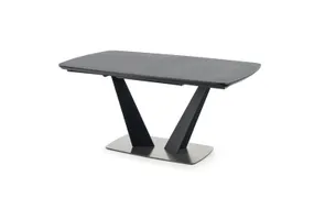 Кухонний стіл розкладний HALMAR FANGOR 160-220x90 см, стільниця - темно-сіра, основа - чорна фото
