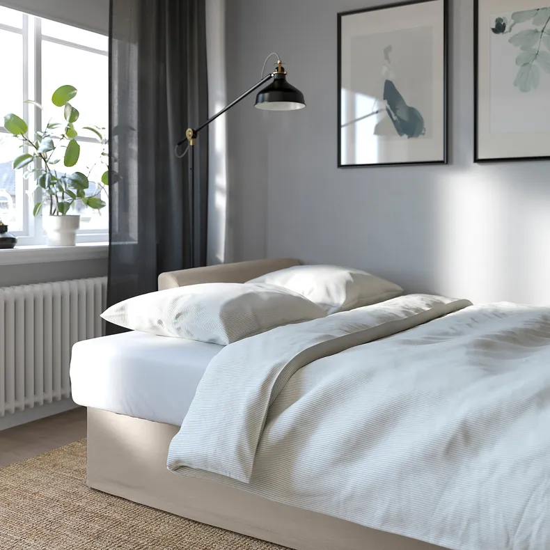 IKEA HOLMSUND ХОЛЬМСУНД, 3-місний диван-ліжко, НОРДВАЛЛА бежевий 792.407.66 фото №8