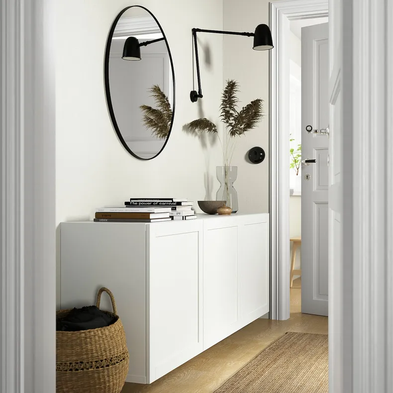 IKEA BESTÅ БЕСТО, настінна комбінація шаф, білий / ХАНВІКЕН білий, 180x42x64 см 494.259.12 фото №3